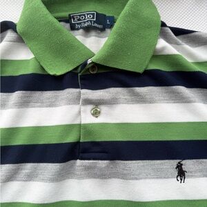 Ralph Lauren Green and Navy Striped Polo Shirt